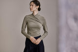 ドレープジャージートップス/DRAPE JERSEY TOP_KHAKI
