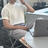 ブリーンケーブルラウンドショートスリーブニット