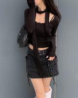 Muffler button knit set