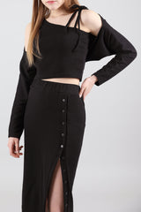 ボタンバンディングロングスカート / Button Banding Long Skirt Black