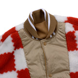 [UNISEX] Reversible Faux Fur Varsity Collar Coat (Red) (6656658407542)
