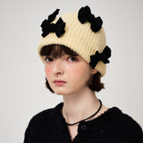 FLUFFY RIBBON BEANIE, YELLOW