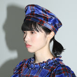 チェックベルベットベレー / 1 0 check velvet beret - BLUE