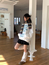 [Brushed lining] world lettering overfit hooded t-shirt