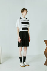 MOCK NECK HALF STRIPE KNIT T-SHIRT (6554118226038)