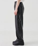 COATED OVERSIZED LEATHER PANTS (BLACK)