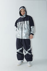 ウィンドブレーカーフーデッドステッチジャケット/BSR2223FWJK034 MMM WINDBREAKER HOODED STRETCH JACKET SILVER/NAVY