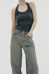 シャーリングホルターネックスリーブレス / Shirring halterneck sleeveless (5color)