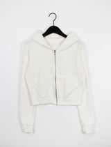 ベルベット クロップ フード ジップアップ / Velvet Crop Hood Zip Up (4color)