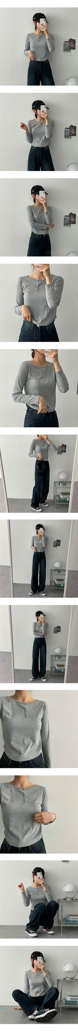 ポヒティックボタンロングスリーブT / Pohee's Tick Button Long Sleeve Tee