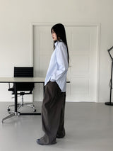 カーズサイドシャーリングツーウェイジョガーロングワイドパンツ /  Cards side shirring two-way jogger long wide pants