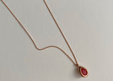 ナチュラルルビーストーンウォータードロップデイリーネックレス / rr Silver 925 Rose Gold Natural Ruby Stone Water Drop Daily Necklace