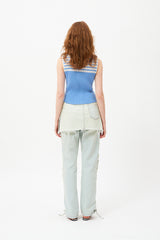 スモールチェリーストライプニットベスト / SMALL CHERRY STRIPE KNIT VEST [SKY]