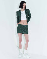 フォーレザーローライズミニスカート / Faux-Leather Low Rise Mini Skirt _ Green