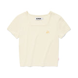 スモールチェリースクエアネッククロップTシャツ / SMALL CHERRY SQUARE NECK CROP T-SHIRT [IVORY]