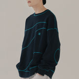 ウェーブステッチスウェットシャツ / WAVE STITCH SWEAT SHIRT_NAVY