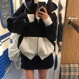 [BELLIDE MADE] ツートーンウールボクシーフードジップアップ
