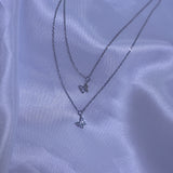 Double mini butterfly layered necklace