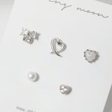 リボンパールピアスセット/[5 set] Ribbon Pearl Piercing Set