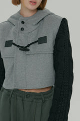  WOOL KNIT DUFFLE COAT / GRAY