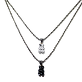 Ink marble bear necklace (6685429366902)