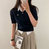 [Bellide made] モアVネックショートTスリーブニット
