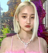 Venetian heart glass pearl necklace