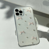 Pink - Ribbon Pearl Phone Case Ribbon Tok Set_glitter