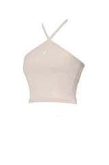2ウェイホルタースパンクロップスリーブレストップ/2-way halter span crop sleeveless top (beige)