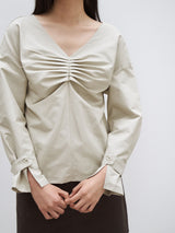 PINTUCK POINT BLOUSE [ MINT GRAY ]