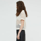 クロシェカラートップ / CROCHET COLLAR TOP (CREAM)