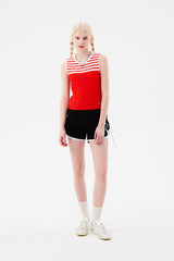 スモールチェリーストライプニットベスト / SMALL CHERRY STRIPE KNIT VEST [RED]