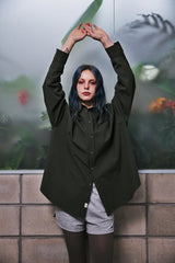 EARTH-COLOR PLEATS SHIRT (Dense Forest) / アースカラープリーツシャツ
