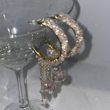 0015 Pink crystal beads drop earrings
