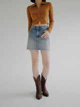 ビーフカラージップアップTシャツ / Beef collar zip-up T-shirt (4color)