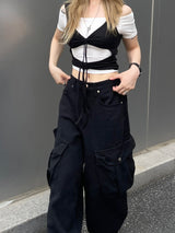 レイヤードストラップホールリボントップ / Layered Strap Hole Ribbon Top