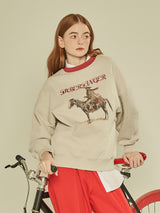 Cowboy Graphic Sweatshirt (Beige&Red) (6643895730294)