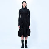 ピンタックジャージードレス/DOZI - Pintuck Jersey Dress _ Black