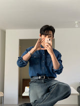 LMN Hey Two Pocket Line Denim Shirt (4 colors)