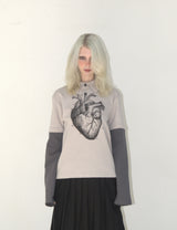 Heart PK layered long sleeve GRAY