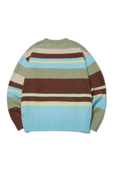 Bear Patch Multi Stripe Knit_Olive Green (6678731292790)