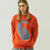 BULKY BRUSH PAISLEY SWEATER ORANGE