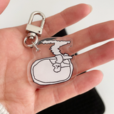 ベリーアングリーキャットルッキングインザミラー キーリング / Very angry cat looking in the mirror Key Ring