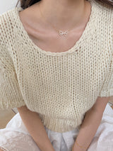 アイレットリボンパールネックレス / [925silver] Eyelet ribbon pearl necklace