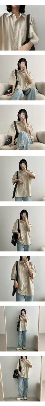 ダミングボクシーショートスリーブシャツ/Dumming boxy short-sleeved shirt Shirt