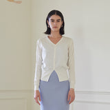 リブドヘム カーディガン/RIBBED HEM CARDIGAN (WHITE)