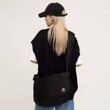 レインボーフラワースマイル刺繡クロスメッセンジャーバッグ/Rainbow Flower Smile Embroidery Cross Messenger Bag