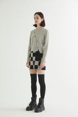 CHECKERBOARD KNIT MINI SKIRT BLACK (6608602792054)