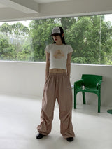 メトムレッグシャーリングバスロックナイロンツーウェイジョガーパンツ/ Methom Leg Shirring Baslock Nylon Two Way Jogger Pants