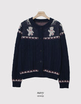 Nordic Bear Wool Knit Cardigan (3color)